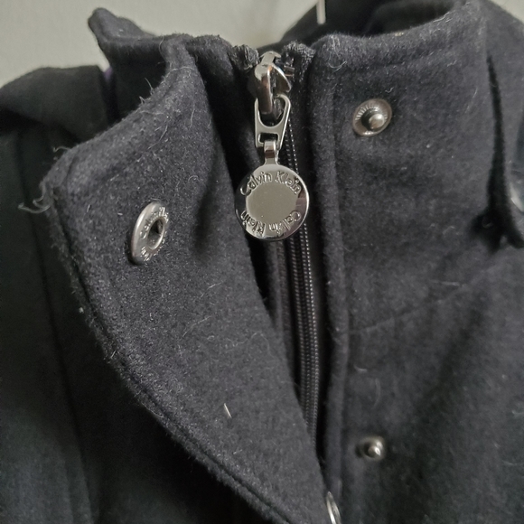 Calvin Klein Black Pea Coat Wool - Picture 5 of 16